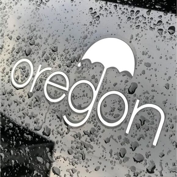 🩵NWT "Oregon" Umbrella & Raindrops Vinyl Decal - Picture 1 of 3